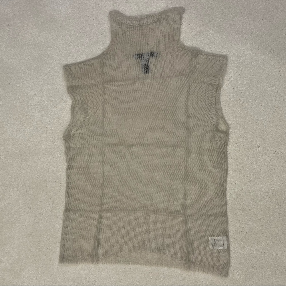 Oatmeal Wide Knit Turtleneck Sweater Tank Top